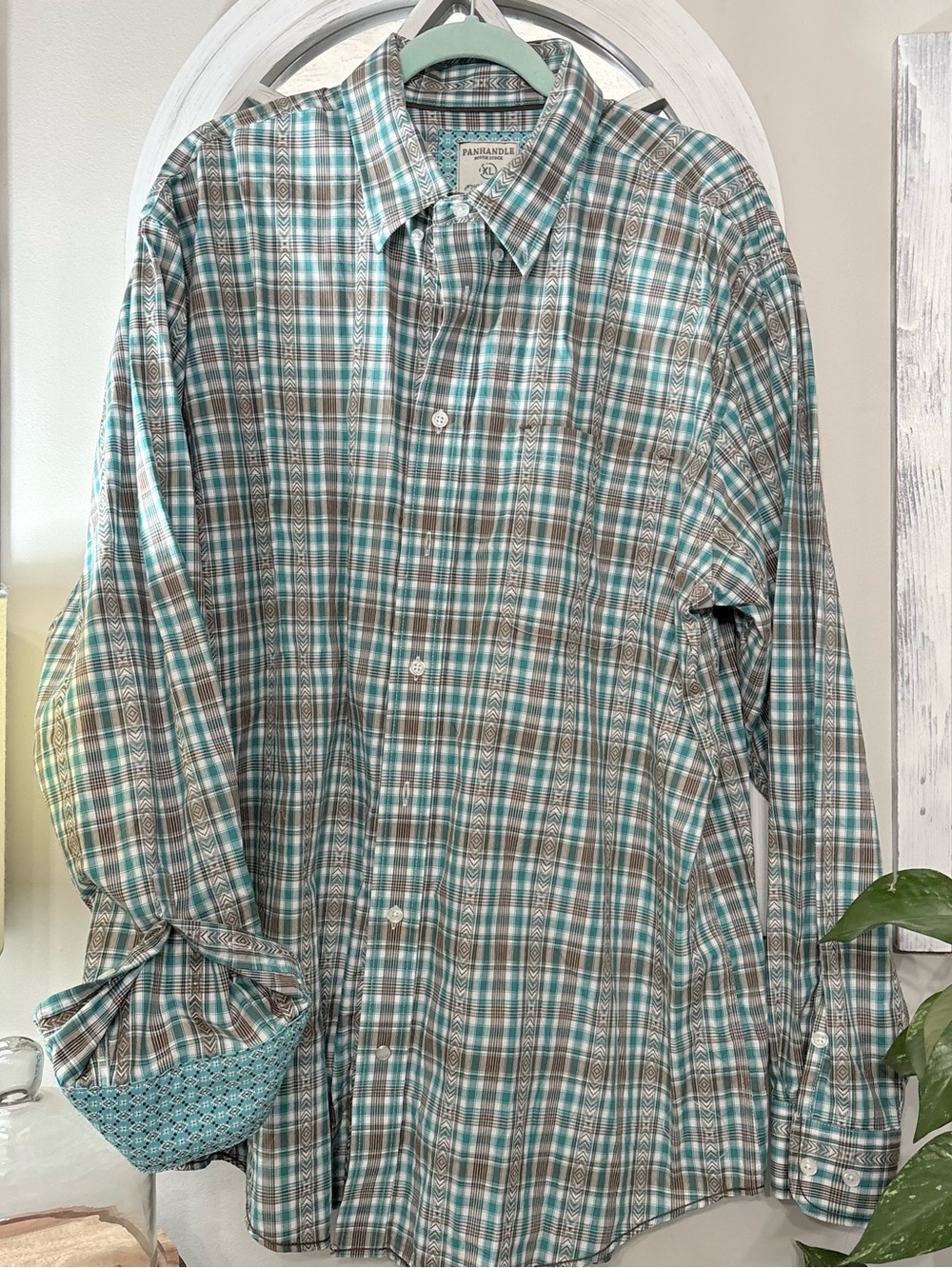Panhandle Rough Stock Plaid Shirt Country Western Sz Xl EUC